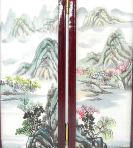 Vtg Marble Asian Decorative Table Folding Screen, hand painted, Asian Interior,