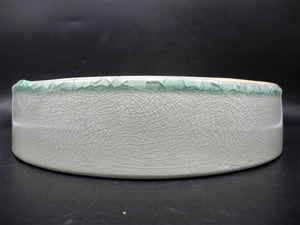 Vtg Chinese Blue Green Crackled Porcelain Bowl, Home Decor,