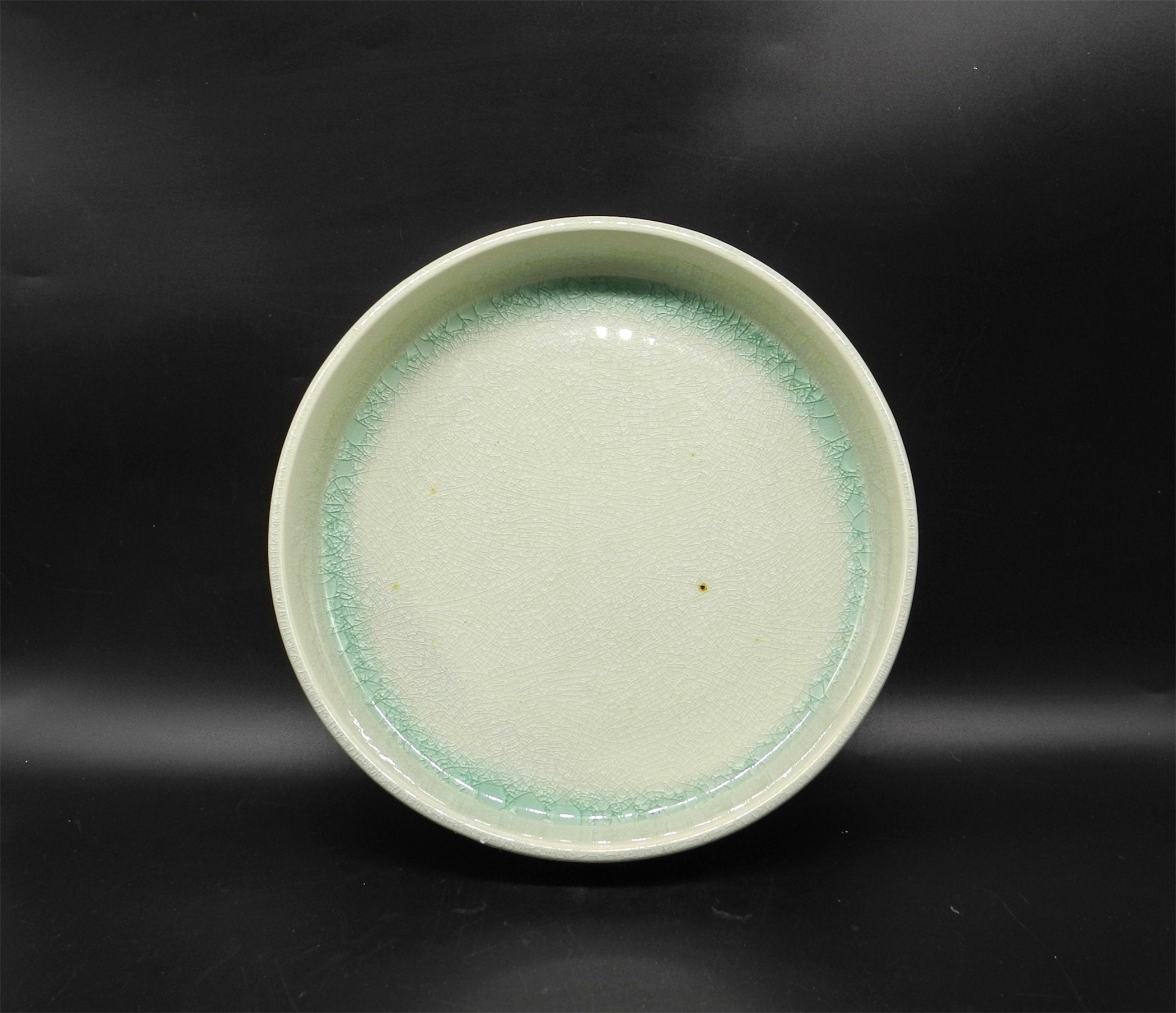 Vtg Chinese Blue Green Crackled Porcelain Bowl, Home Decor,
