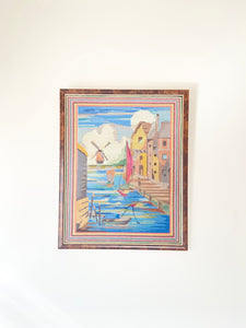 60*50cm Framed handmade tapestry, needlepoint wall hanging, Scandinavian tapestry wall decor