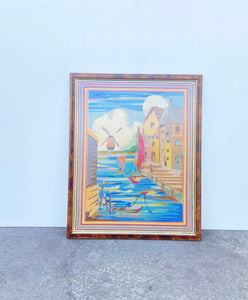 60*50cm Framed handmade tapestry, needlepoint wall hanging, Scandinavian tapestry wall decor