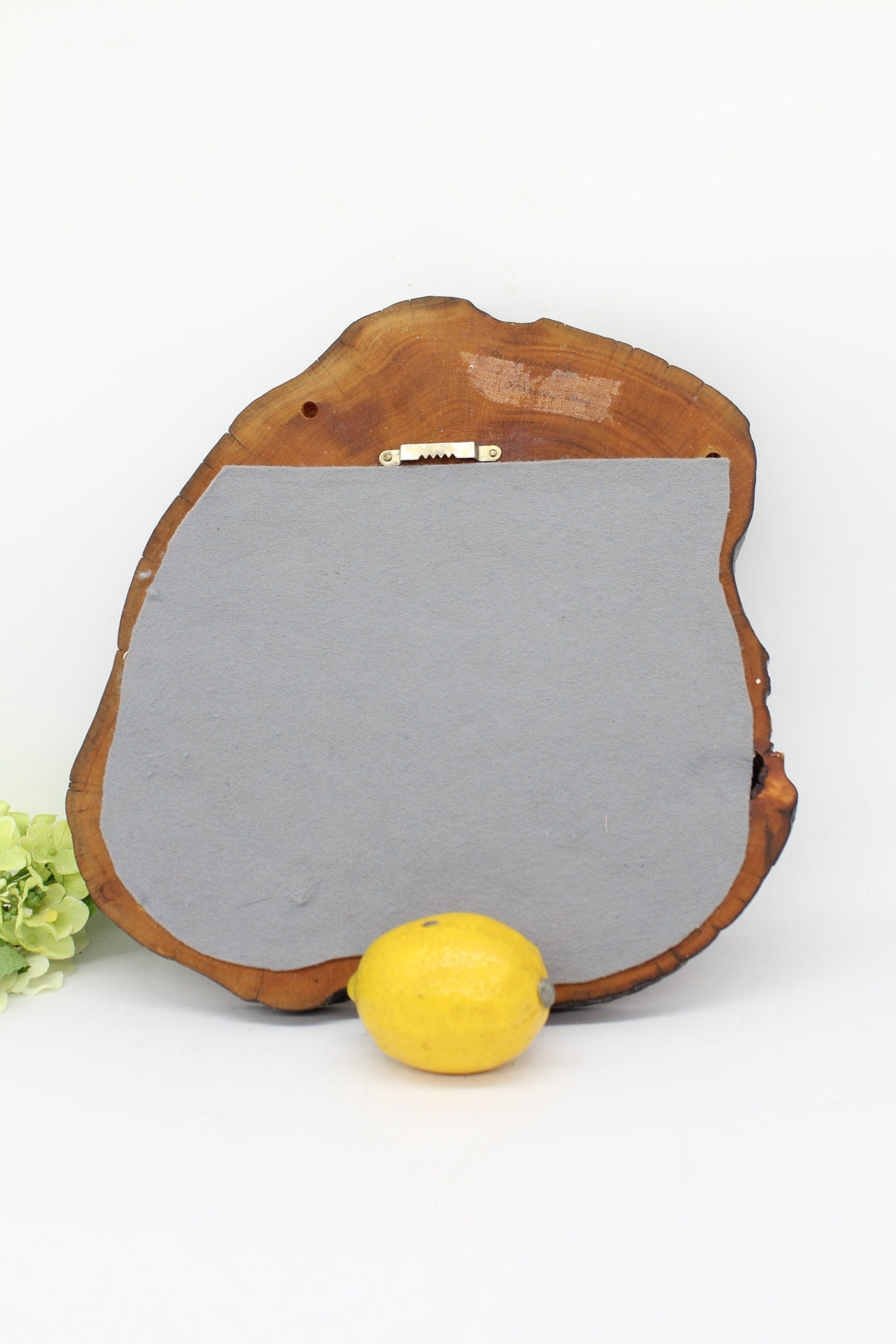 Sigend Painting on Plate with Wooden slice , Home Decor