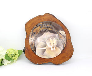 Sigend Painting on Plate with Wooden slice , Home Decor