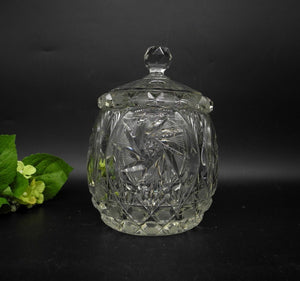 Vtg Crystal Hand Cut Lidded Jar, Home Decor