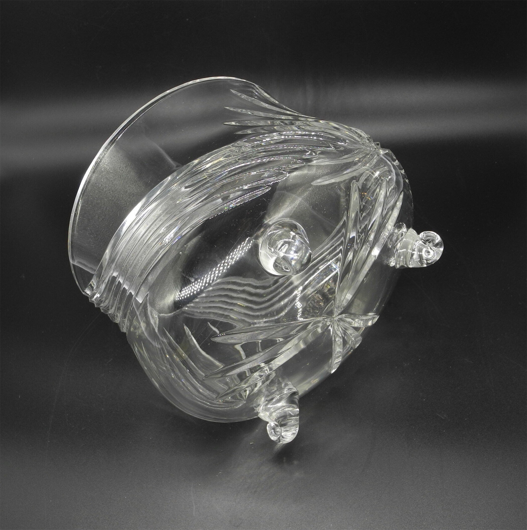 BIG Vtg Footed Crystal  Cut Vase, Crystal Glass Vase, Centrepiece, Footed Vase, Table Decor, Wedding Table,