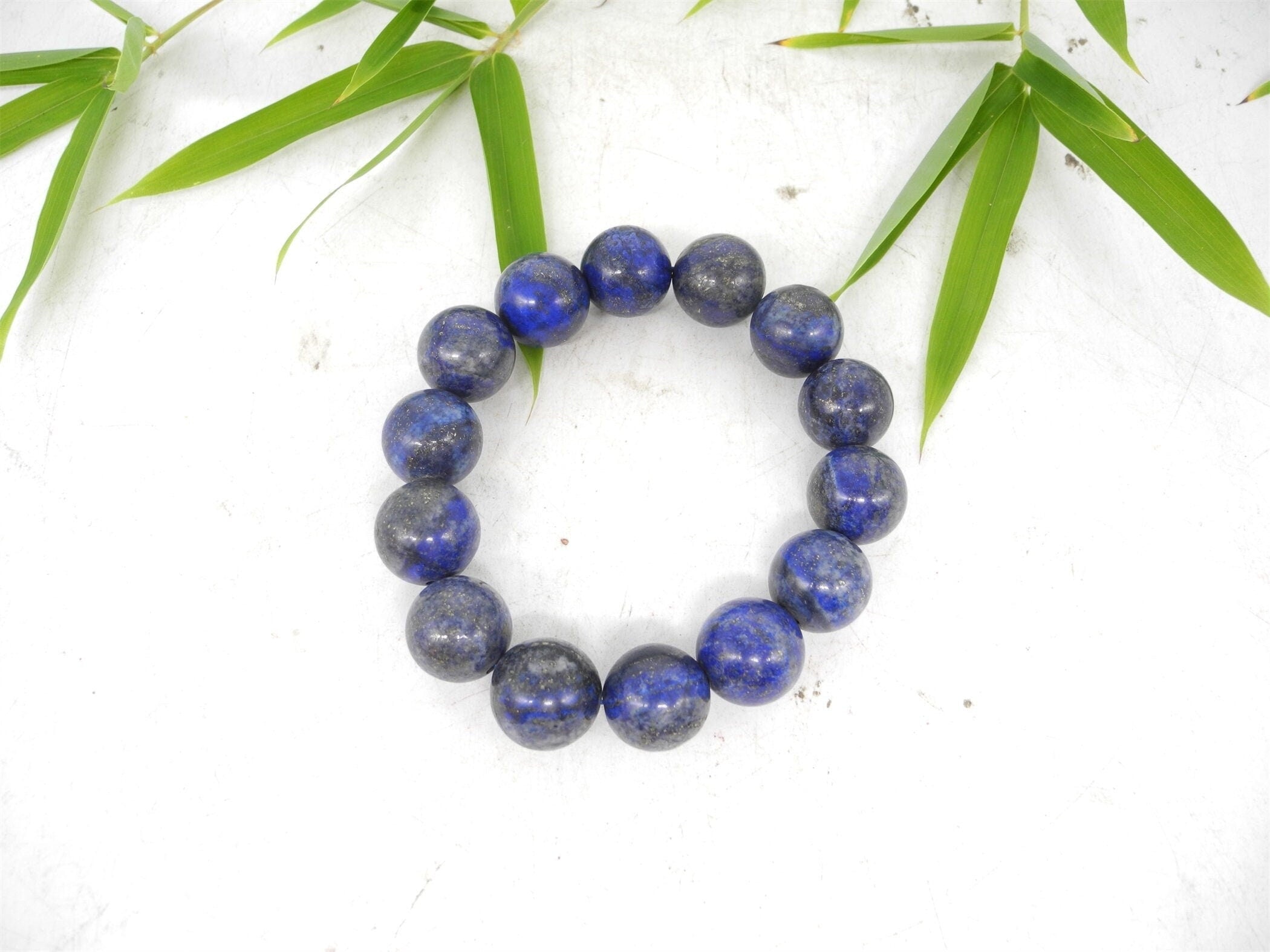 13mm Big Bead Lapis Lazuli Bracelet, Blue Stone, Crystal Accessories, Gemstone