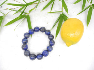 13mm Big Bead Lapis Lazuli Bracelet, Blue Stone, Crystal Accessories, Gemstone