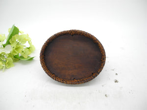 Vtg Frog Figurine Cover Lid, Wooden