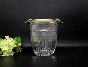 Vtg Crystal Vase with Silverplated Handle, Home Decor