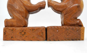Pair Hand Carved Wooden Elephants , Home Decor