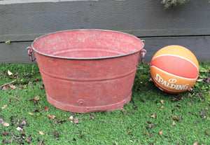 50cmL Rare Red Galvanised Tub, Planter,