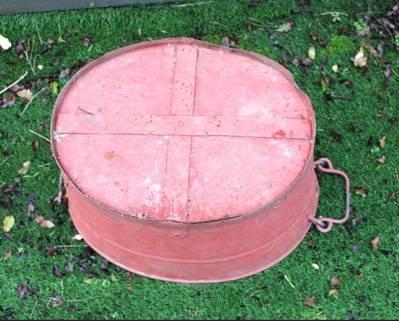 50cmL Rare Red Galvanised Tub, Planter,
