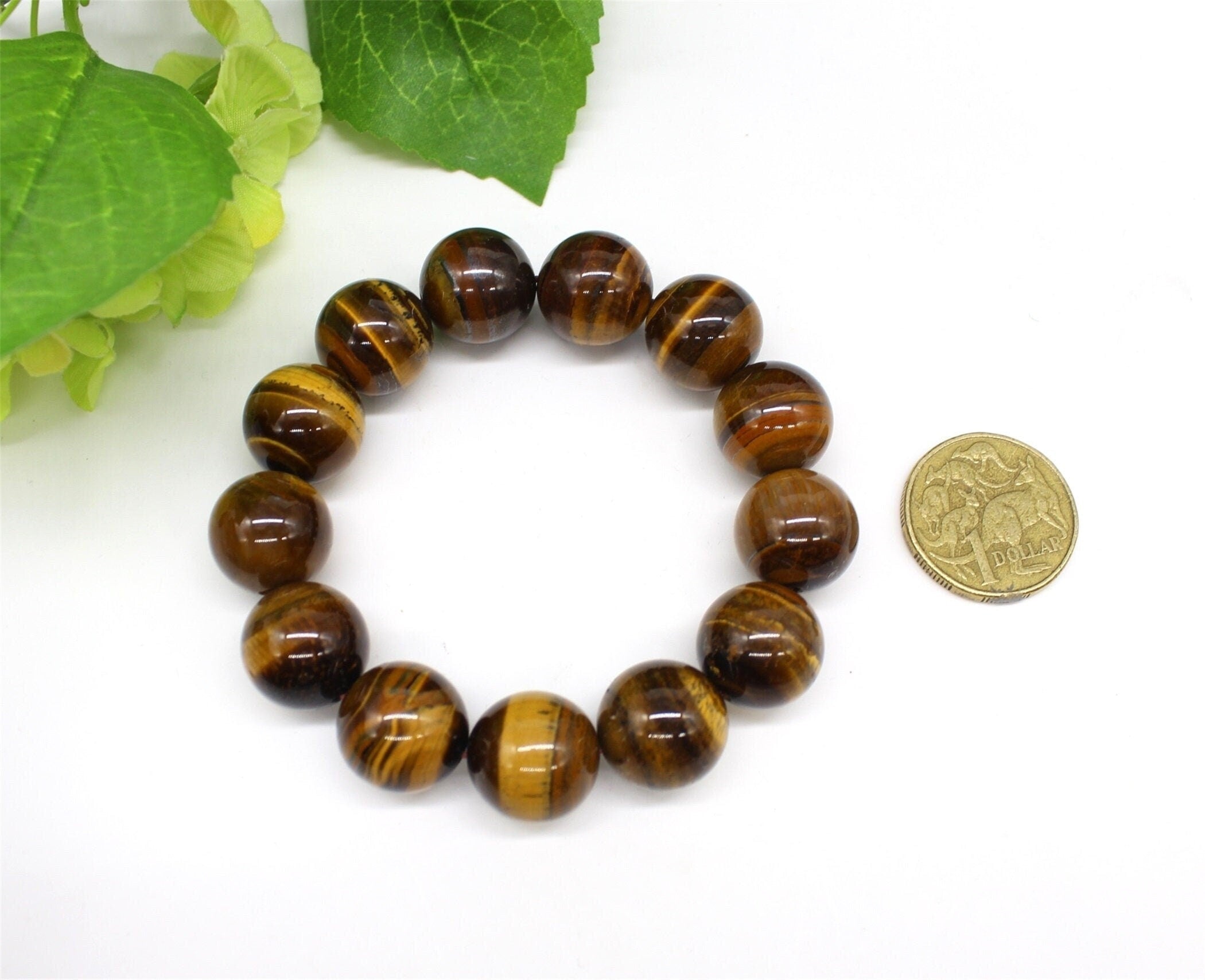 16mm Natural Tiger Eye Bracelet, Jewellery