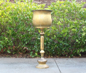 80cmH Brass Plant Stand on Pedestal, Solid , Footed Brass Plant Stand, Vintage Brass Stand, Tall Brass Planter