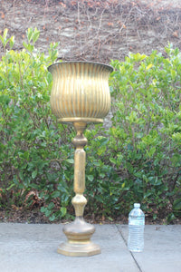 80cmH Brass Plant Stand on Pedestal, Solid , Footed Brass Plant Stand, Vintage Brass Stand, Tall Brass Planter