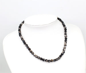 Natural Black Faceted  Agate Necklace