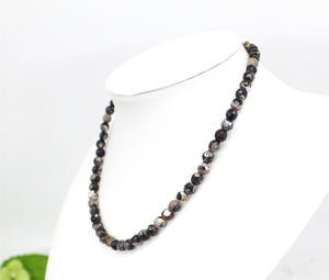 Natural Black Faceted  Agate Necklace