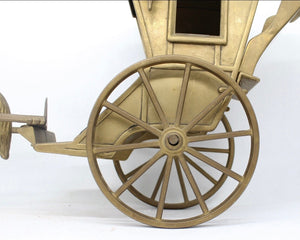 XL 60cmL 4.5kg Antique Solid Brass Horse Pulling Carriage,