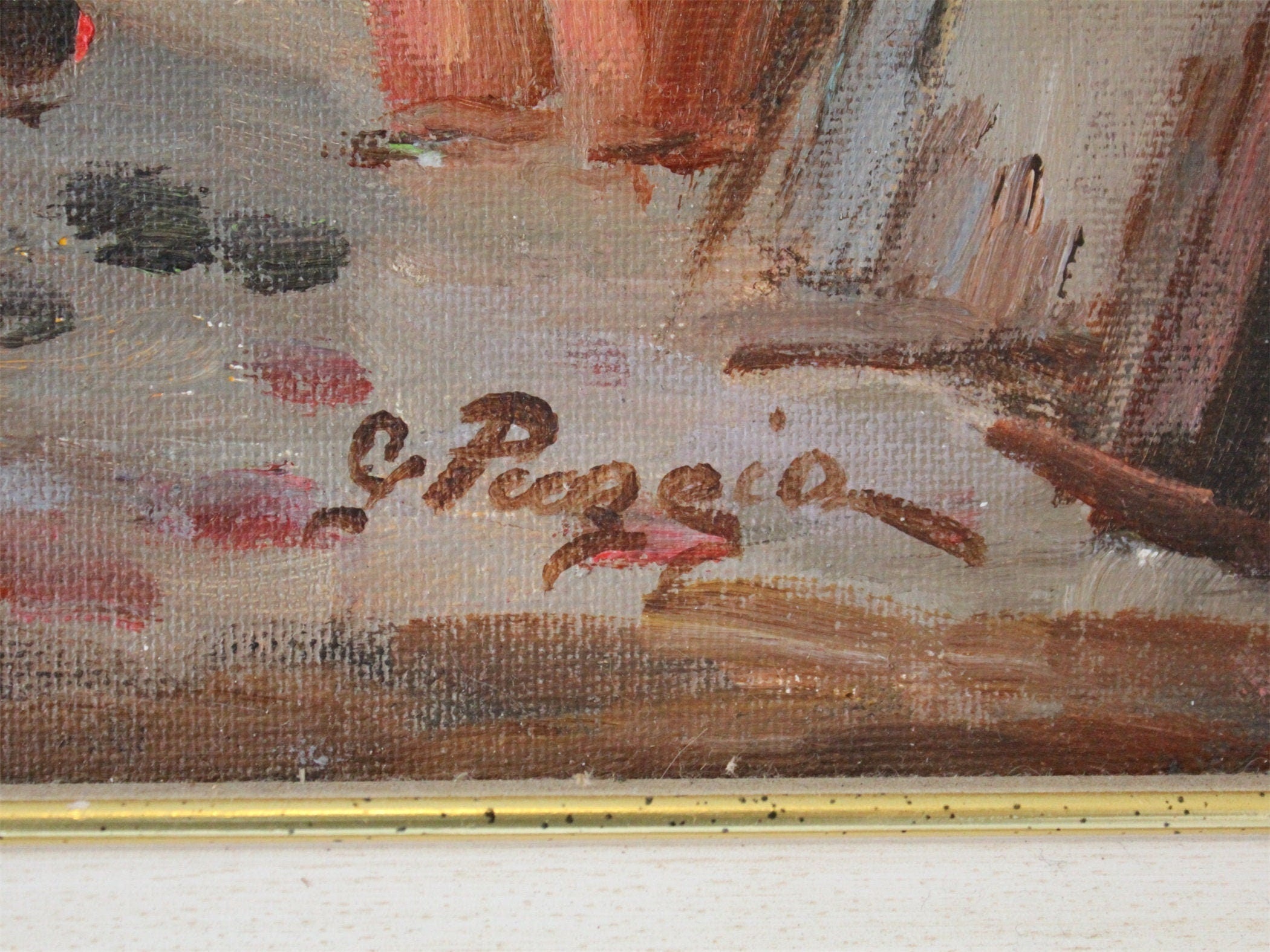 Sigend Oil Painting of European Village Scene,