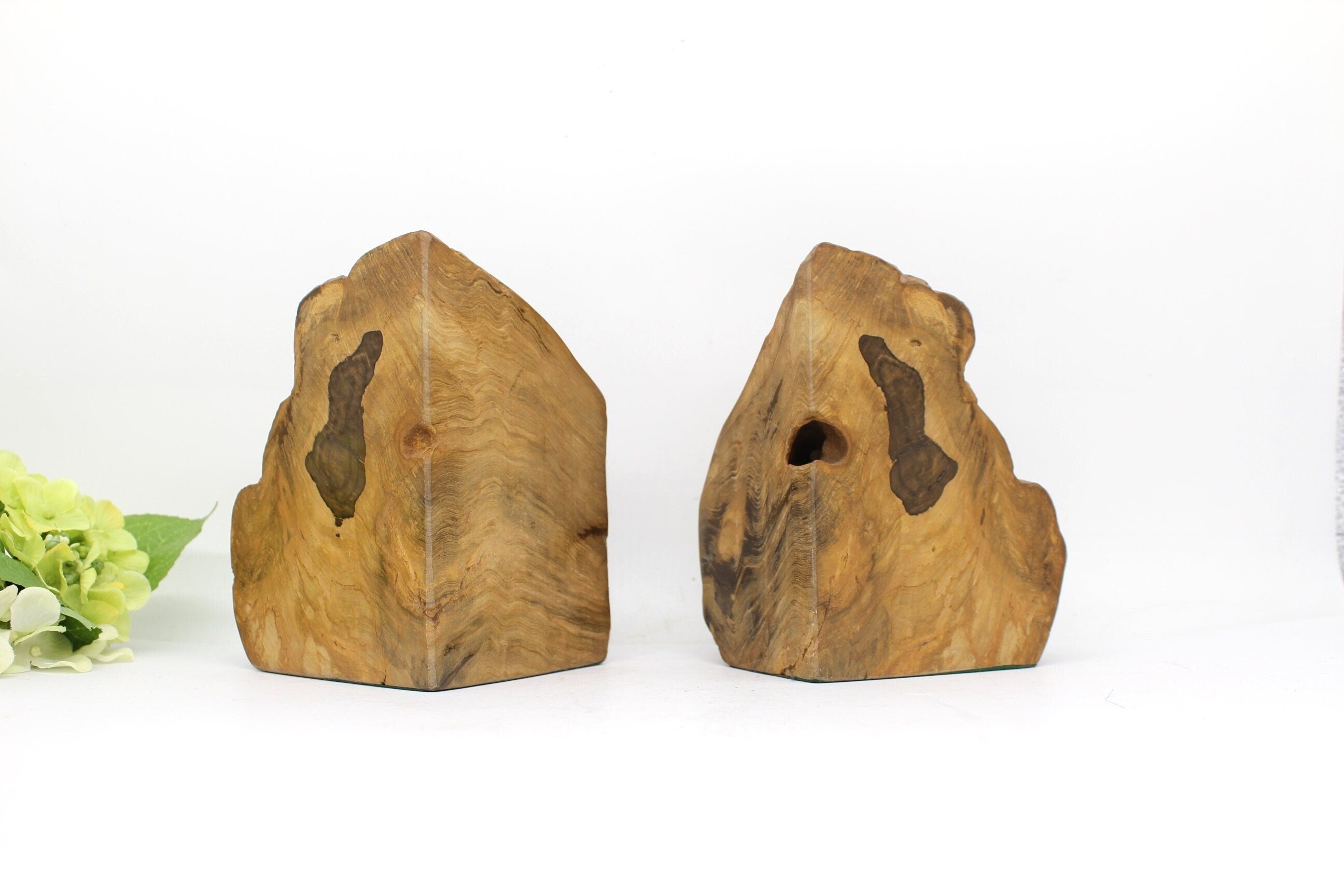 Big 4kg petrified wood bookends , Home Decor