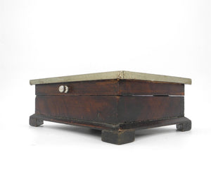 Vintage Wooden Trinket  Box with Silver colour Metal Cover , Trinket Box, Wooden Box, Dresser Box