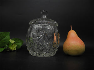 Vtg Crystal Hand Cut Lidded Jar, Home Decor