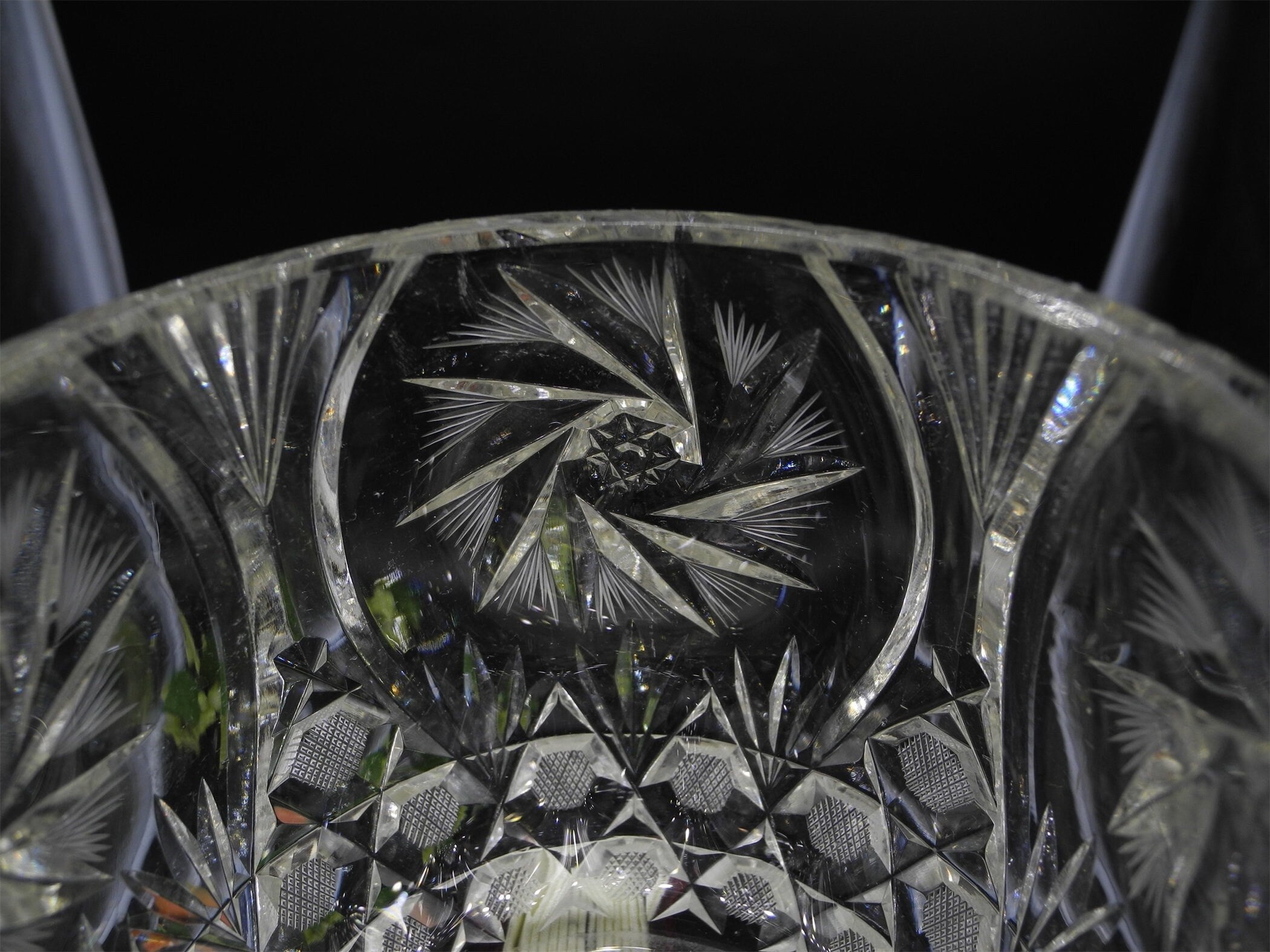 Vtg Crystal Hand Cut Lidded Jar, Home Decor