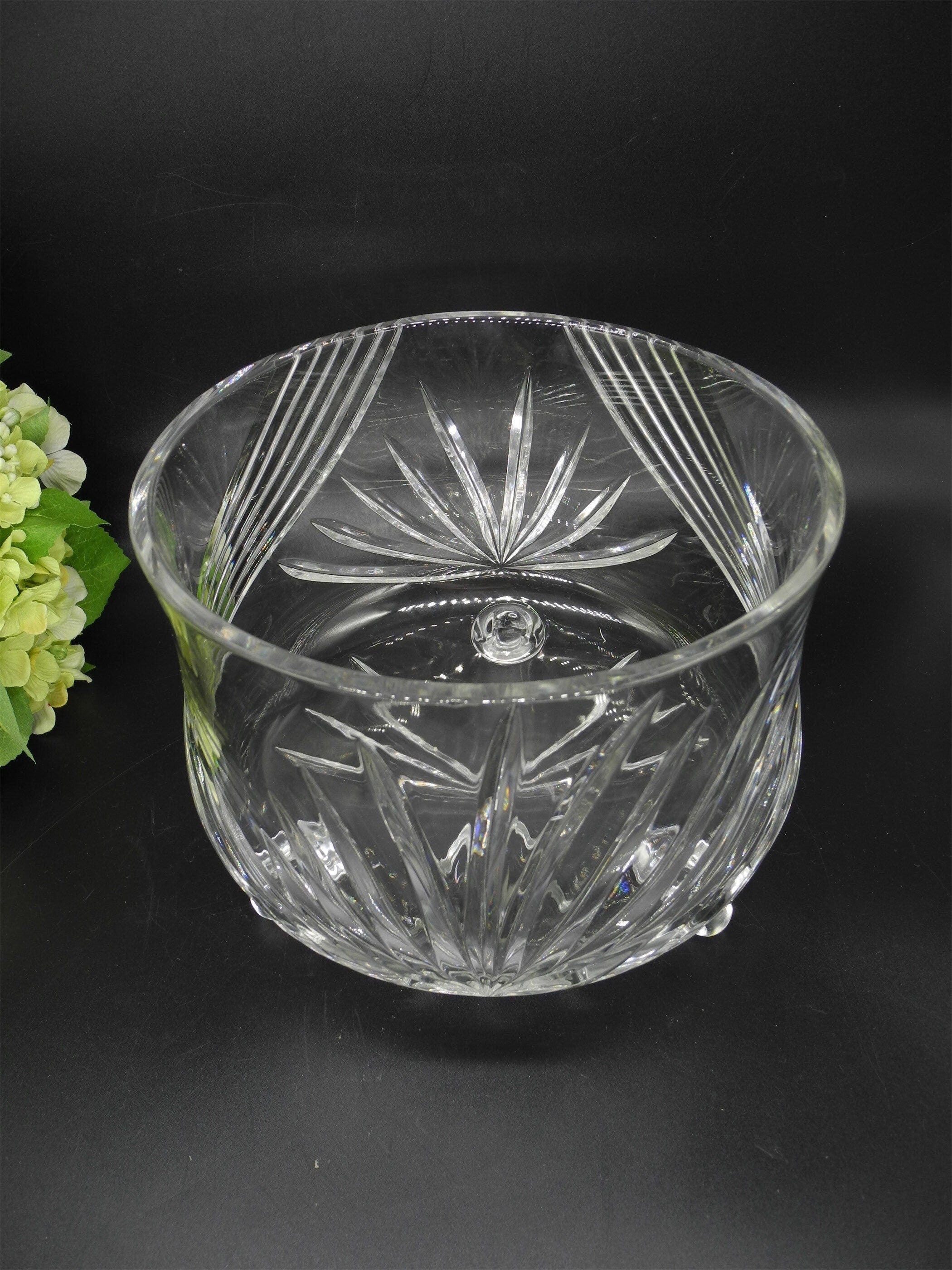 BIG Vtg Footed Crystal  Cut Vase, Crystal Glass Vase, Centrepiece, Footed Vase, Table Decor, Wedding Table,