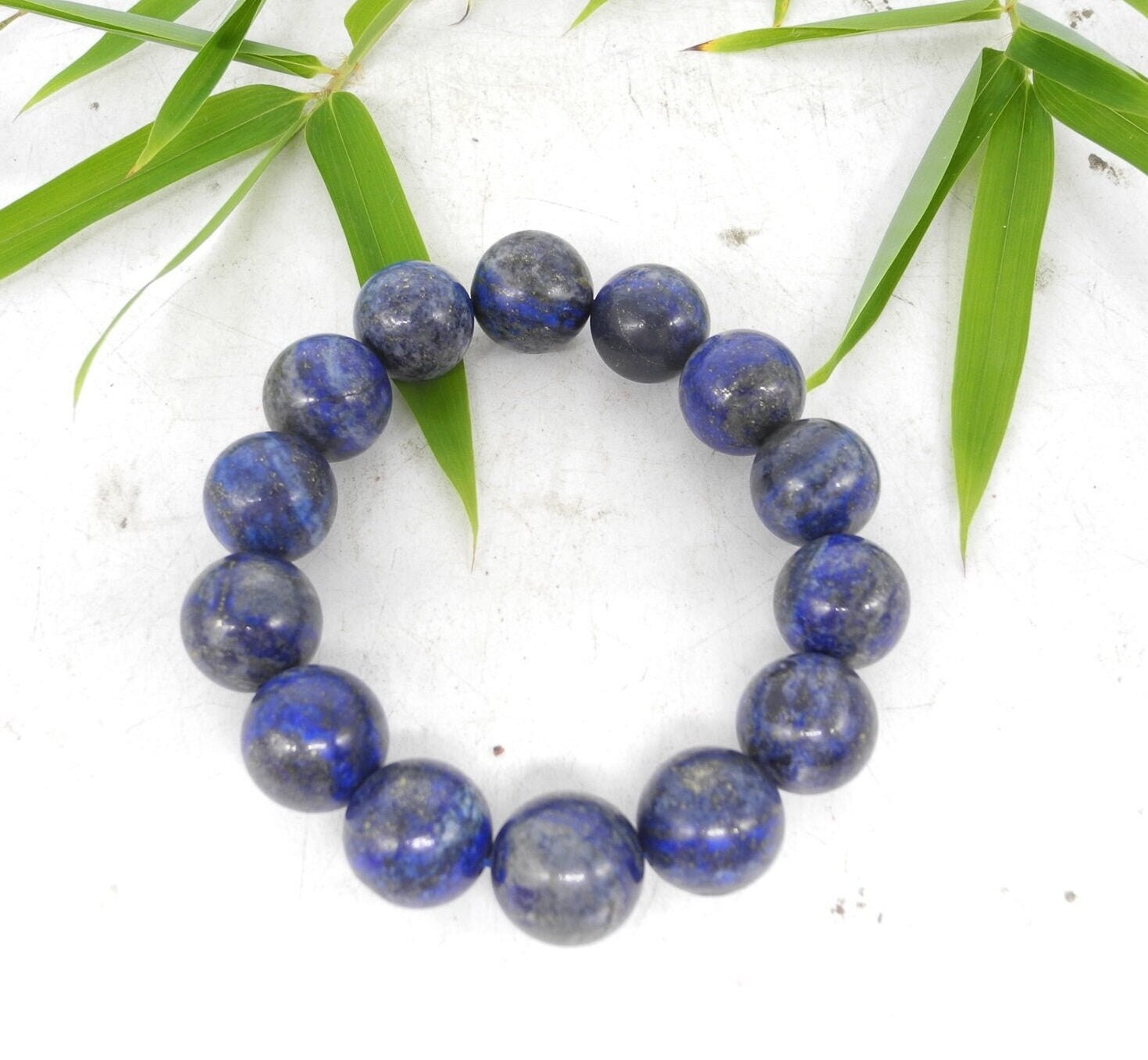 13mm Big Bead Lapis Lazuli Bracelet, Blue Stone, Crystal Accessories, Gemstone