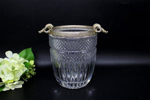 Vtg Crystal Vase with Silverplated Handle, Home Decor