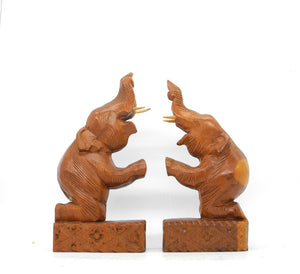 Pair Hand Carved Wooden Elephants , Home Decor