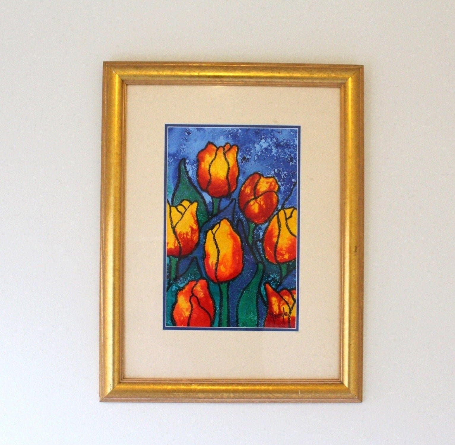 Signed Painting of Tulips, Still Life Painting