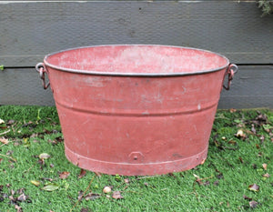 50cmL Rare Red Galvanised Tub, Planter,