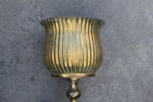 80cmH Brass Plant Stand on Pedestal, Solid , Footed Brass Plant Stand, Vintage Brass Stand, Tall Brass Planter