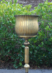 80cmH Brass Plant Stand on Pedestal, Solid , Footed Brass Plant Stand, Vintage Brass Stand, Tall Brass Planter