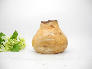Vtg Wooden Turned Vase, Natural Vase,