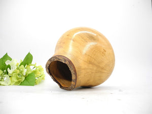 Vtg Wooden Turned Vase, Natural Vase,