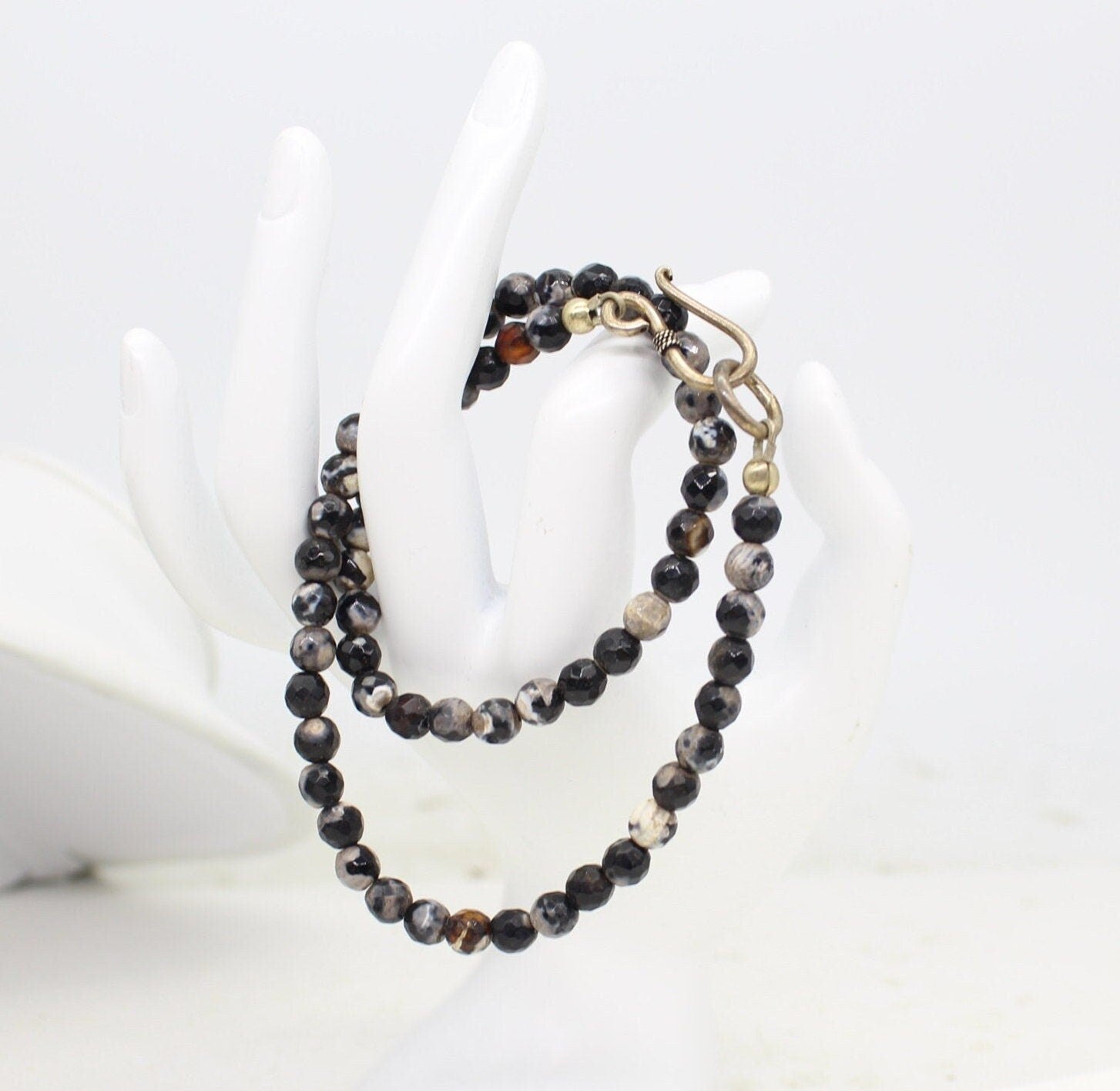 Natural Black Faceted  Agate Necklace
