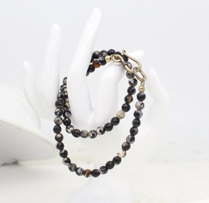 Natural Black Faceted  Agate Necklace