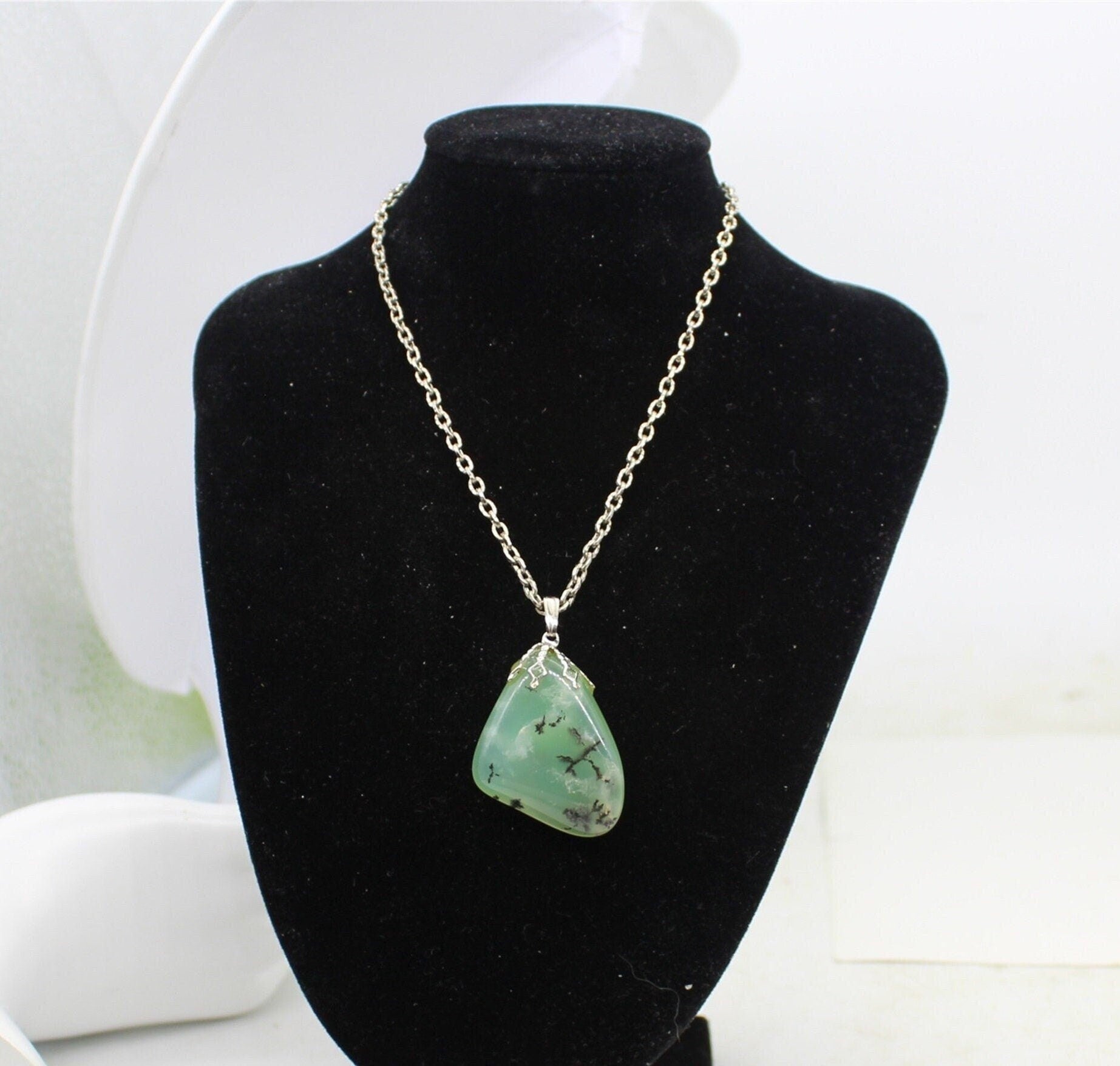 Natural Green Stone Pendant, Jewellery