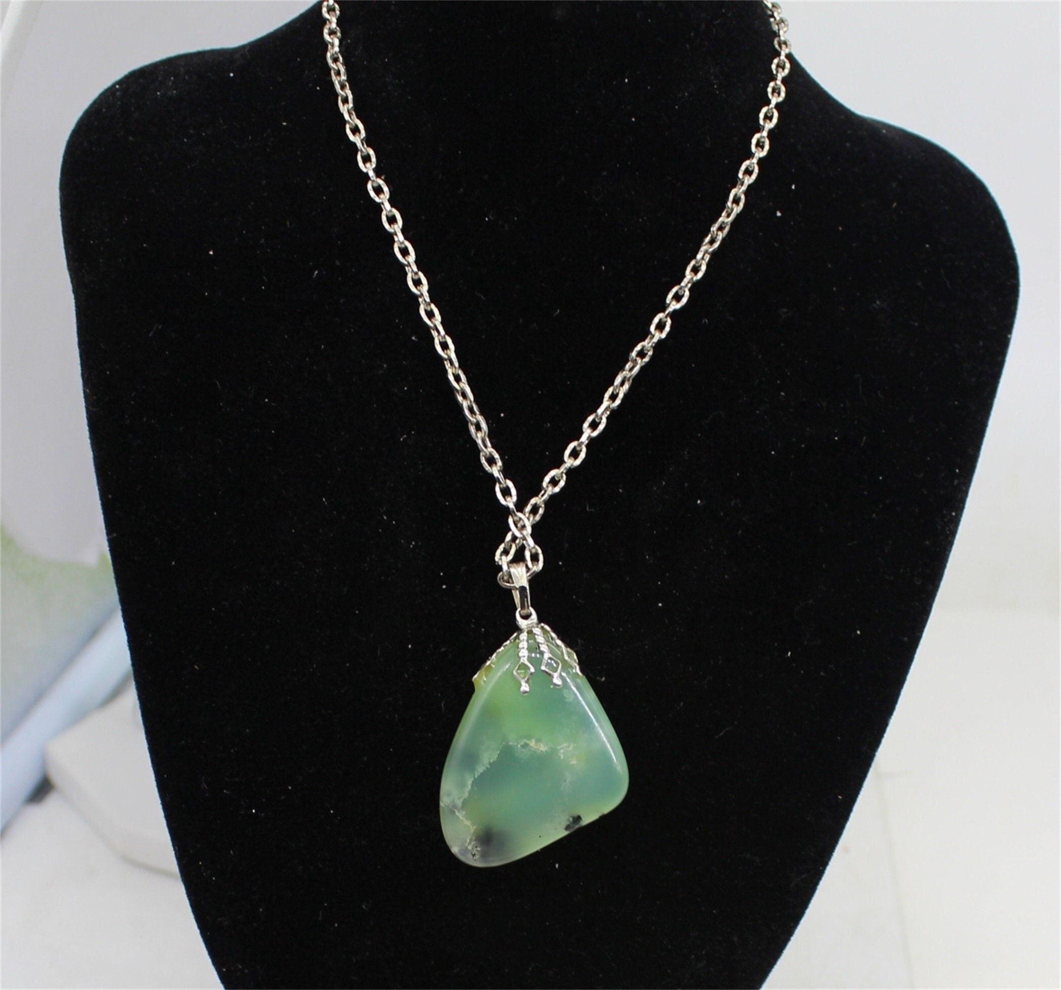 Natural Green Stone Pendant, Jewellery
