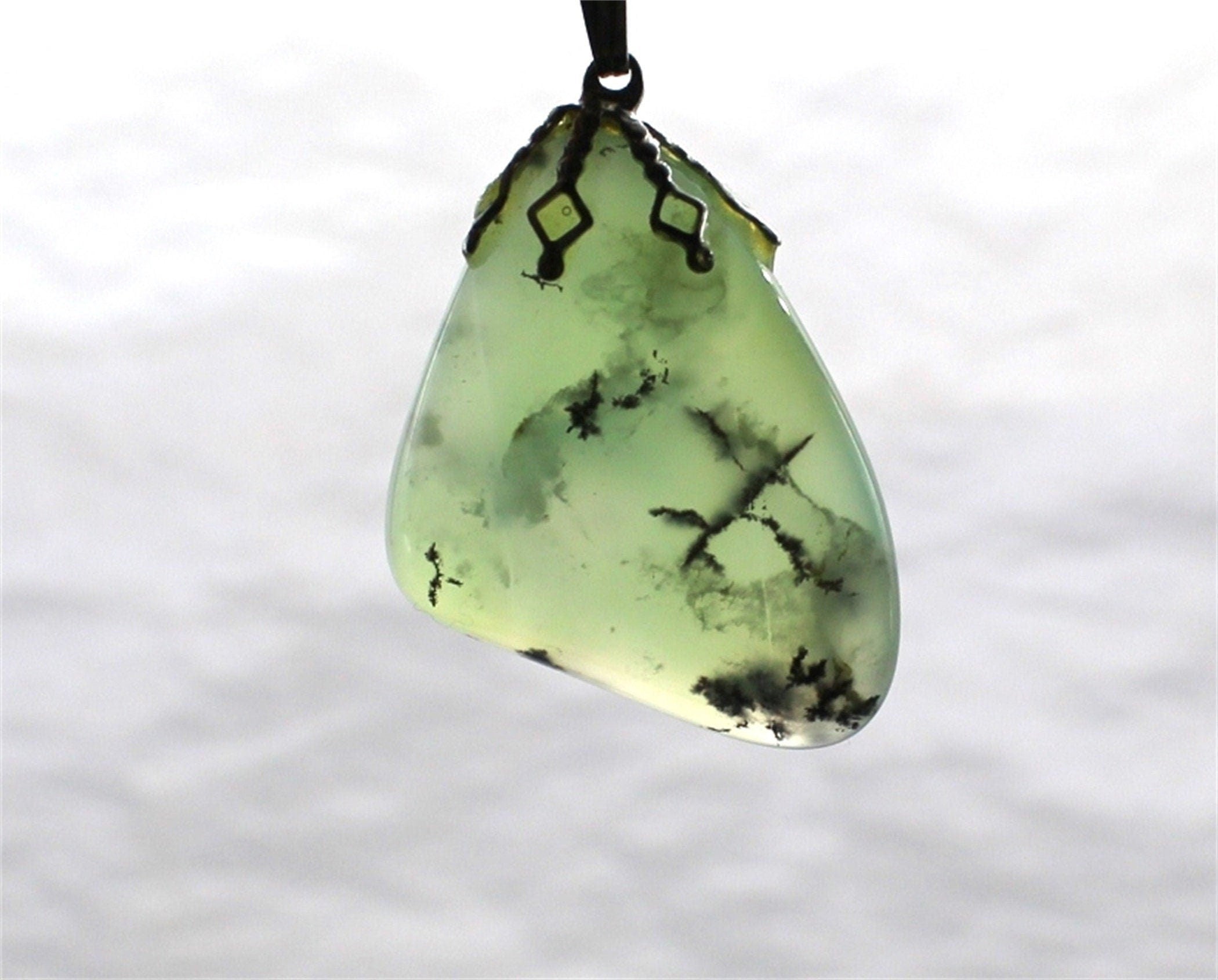 Natural Green Stone Pendant, Jewellery