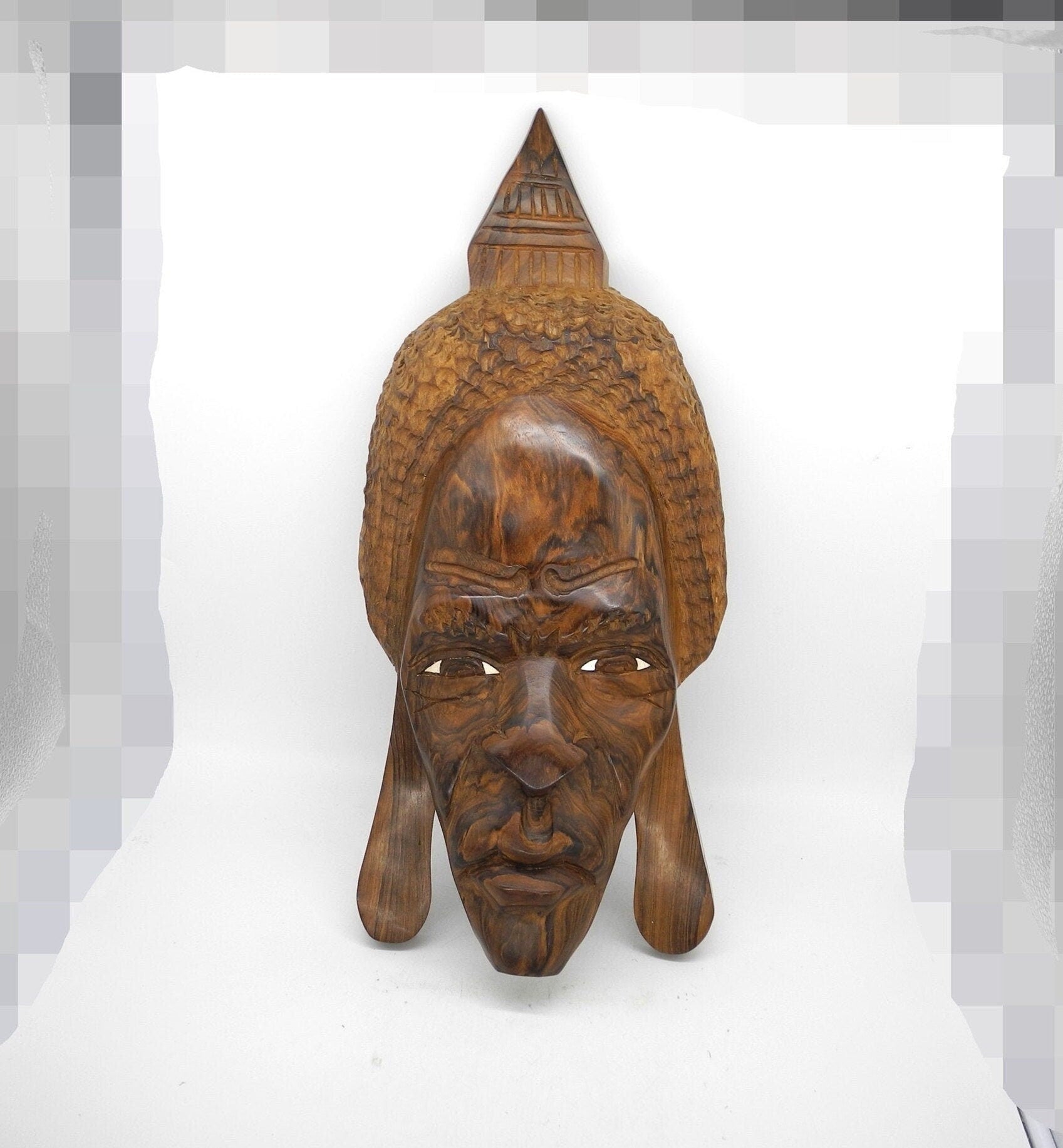 58cmH XXL Vtg Solid Wood Tribal mask, Made From Whole Whole Piece wood, Wall Decor