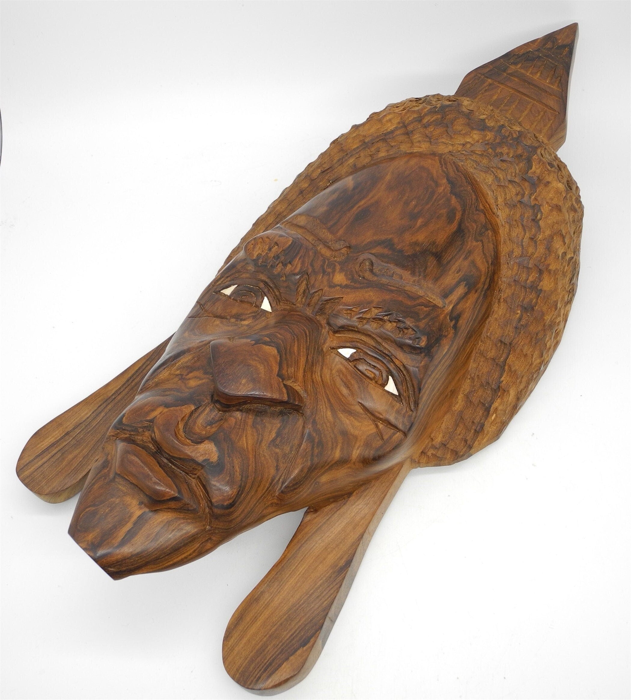58cmH XXL Vtg Solid Wood Tribal mask, Made From Whole Whole Piece wood, Wall Decor