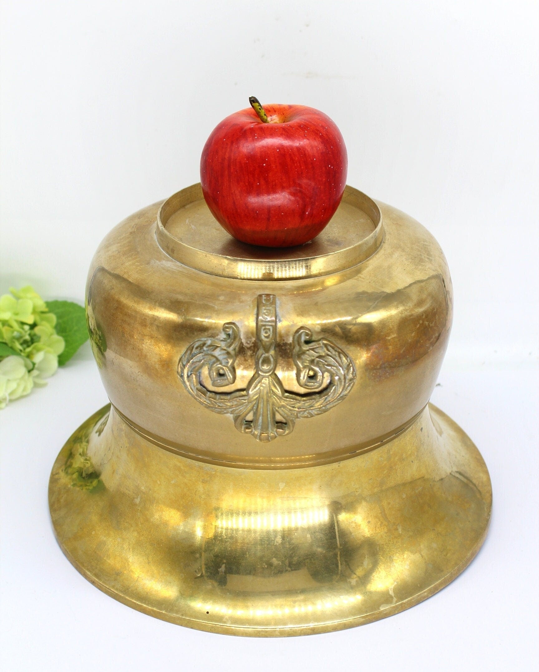 Large Brass Fleur De Lis Planter Pot/ Planter