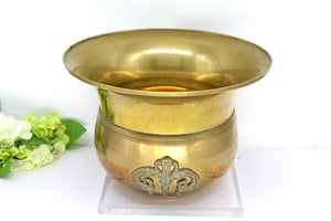 Large Brass Fleur De Lis Planter Pot/ Planter