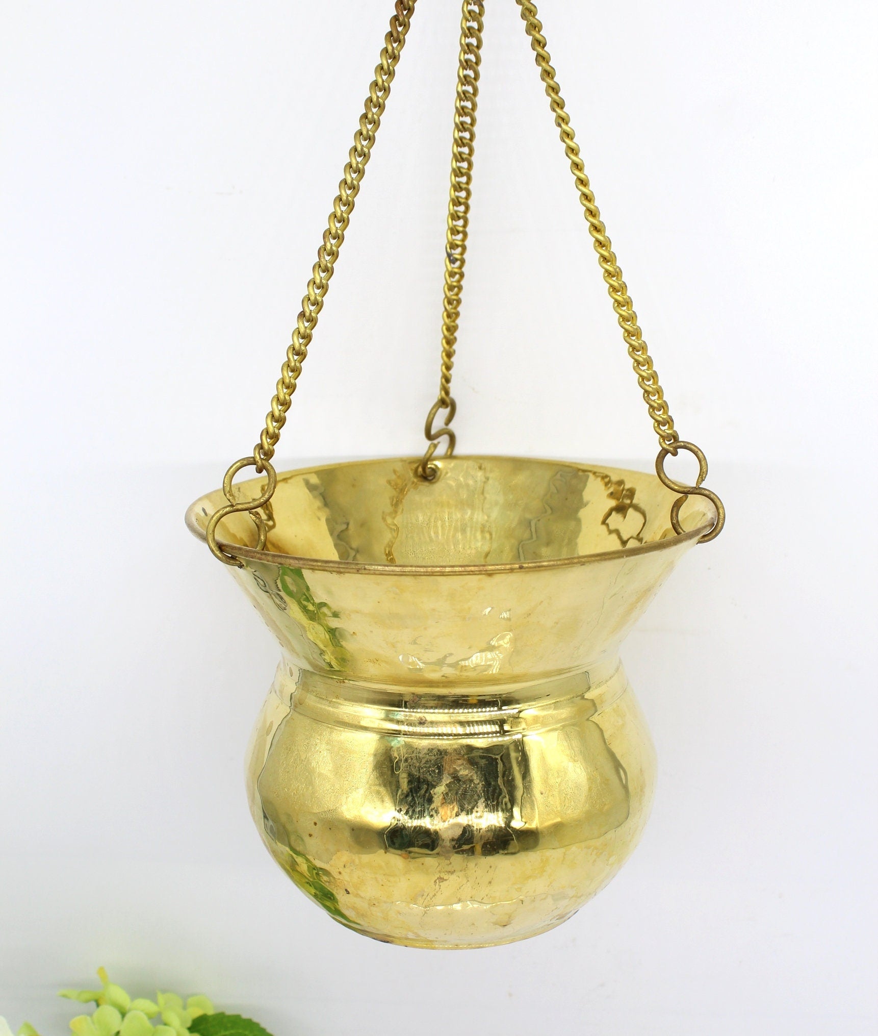 Brass hanging planter