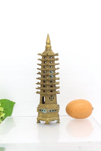 Brass Chinese temple pagoda sculpture