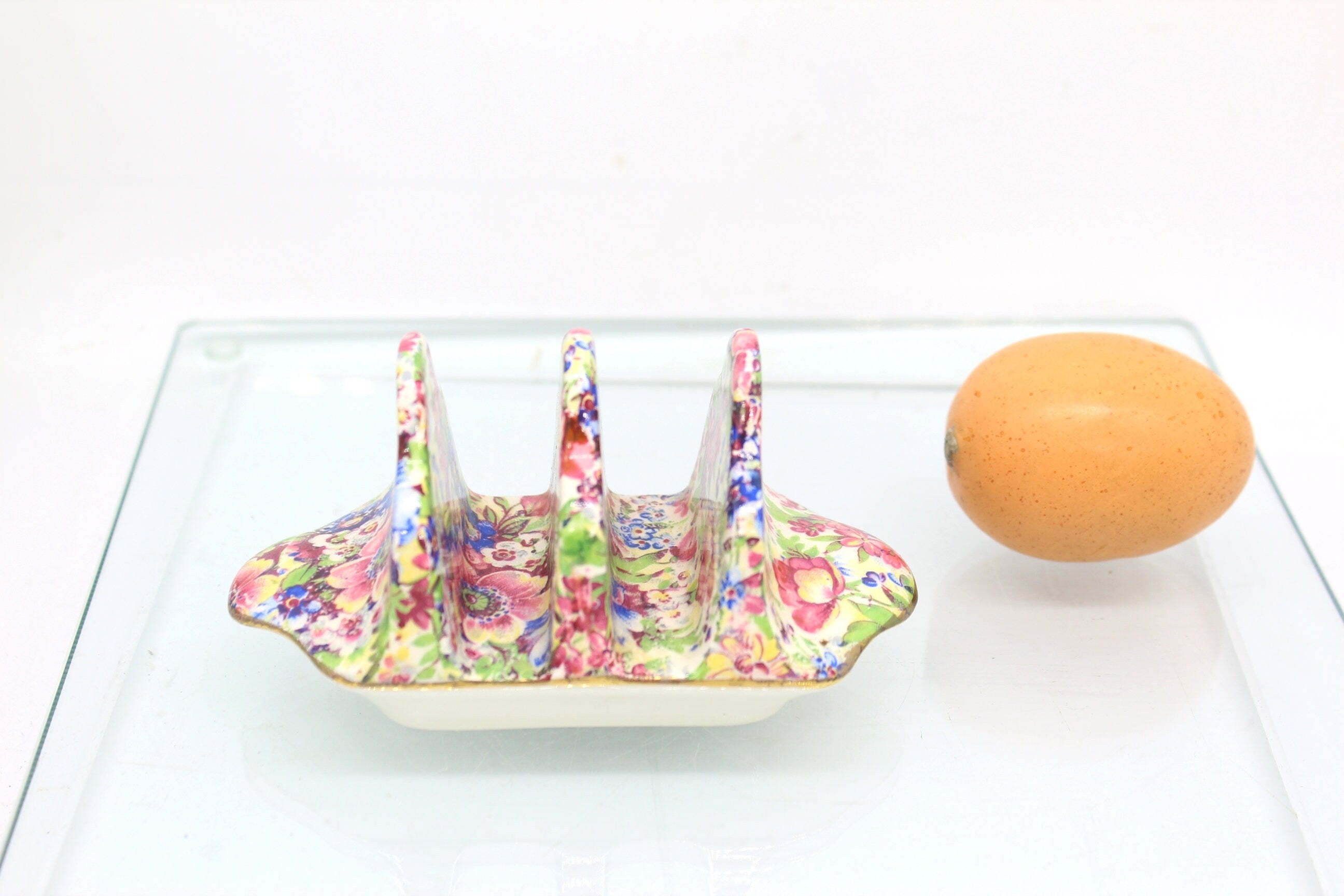 Royal Winton Grimwades 'Cheadle' Chintz 3-Bar Toast Rack c1951