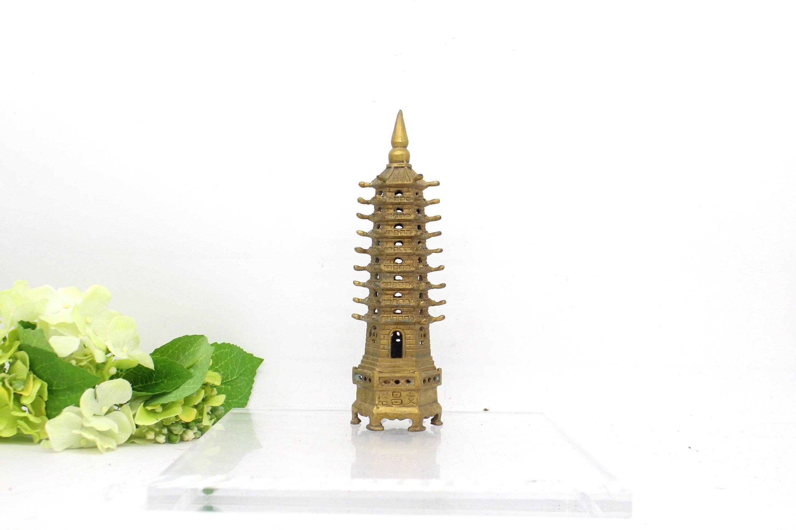 Brass Chinese temple pagoda sculpture